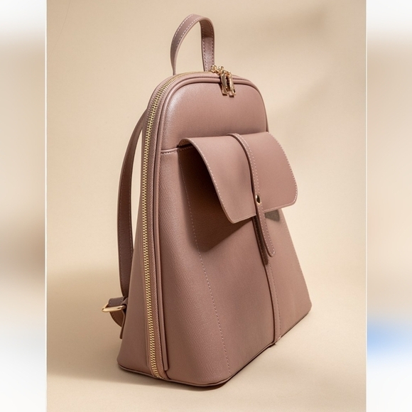 Miztique Chloe Blush Pink Taupe Backpack NWOT VEGAN Leather main image 6